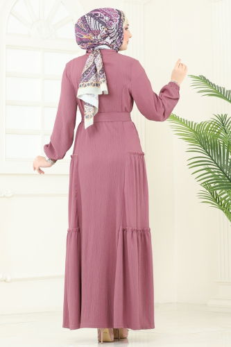 moda selvim الفستان وردي غامق 401DVL817 - Thumbnail