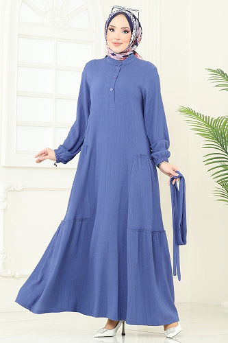 moda selvim الفستان ازرق 401DVL817 - Thumbnail