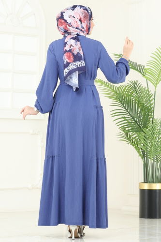 moda selvim الفستان ازرق 401DVL817 - Thumbnail
