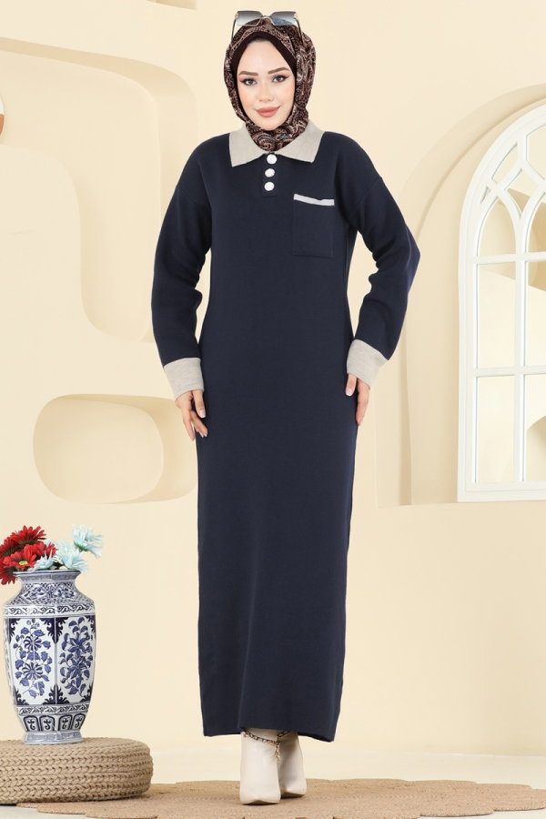 Modaselvim Dress Dress 4020KLB1050 Dark Navy Blue