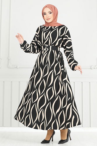 moda selvim Dress 4026TGE913-M Black - Thumbnail