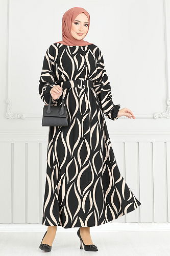 moda selvim Dress 4026TGE913-M Black - Thumbnail