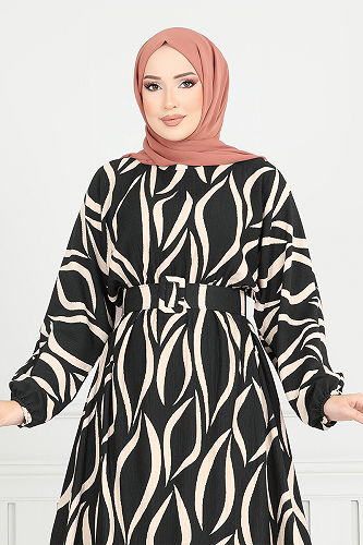 moda selvim Dress 4026TGE913-M Black - Thumbnail