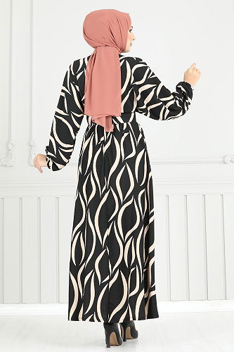 moda selvim Dress 4026TGE913-M Black - Thumbnail