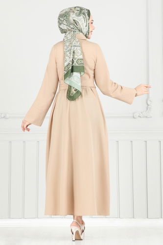 moda selvim الفستان بيج 402ART1138 - Thumbnail