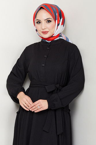 moda selvim Dress 402DVL897-M Black - Thumbnail