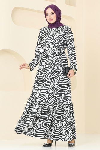 P.R.M. - Dress 4030PM271 Zebra & Black