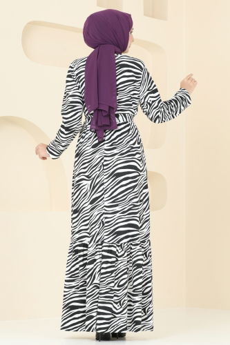 moda selvim Dress 4030PM271 Zebra & Black - Thumbnail