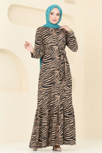 moda selvim Dress 4030PM271 Zebra Vision - Thumbnail