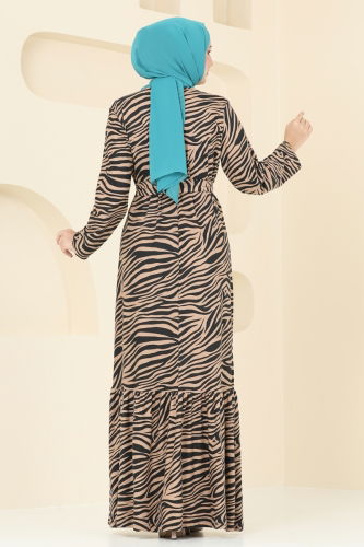 moda selvim Dress 4030PM271 Zebra Vision - Thumbnail