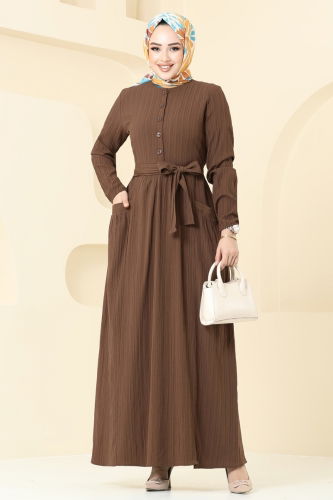 moda selvim Dress 4040PM271 Brown - Thumbnail