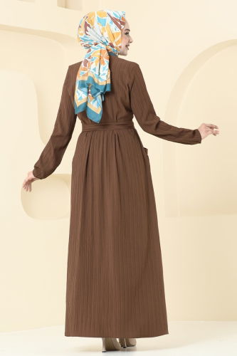 moda selvim Dress 4040PM271 Brown - Thumbnail