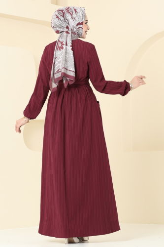 moda selvim Dress 4040PM271 Burgundy - Thumbnail