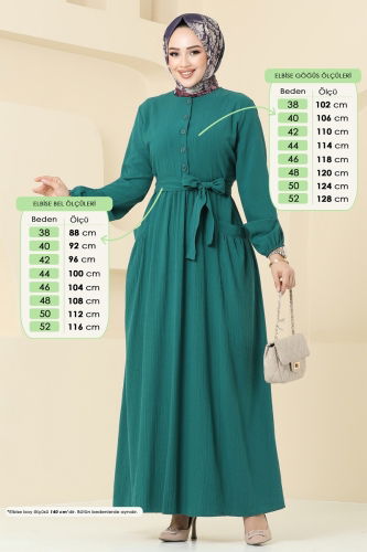 moda selvim الفستان أخضر 4040PM271 - Thumbnail