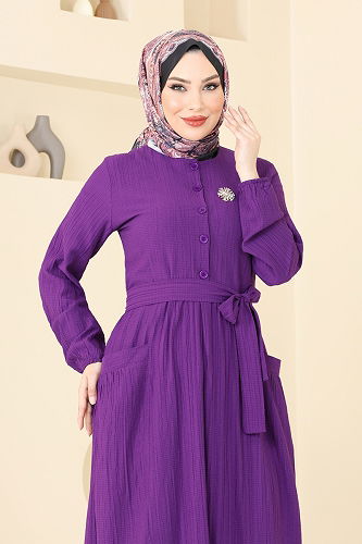 moda selvim Dress 4040PM271 Purple - Thumbnail
