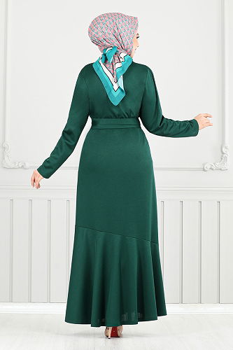 moda selvim Dress 4054PM1063-M Emerald - Thumbnail