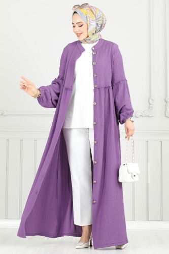 moda selvim الفستان ليلكي غامق 405DVL817 - Thumbnail