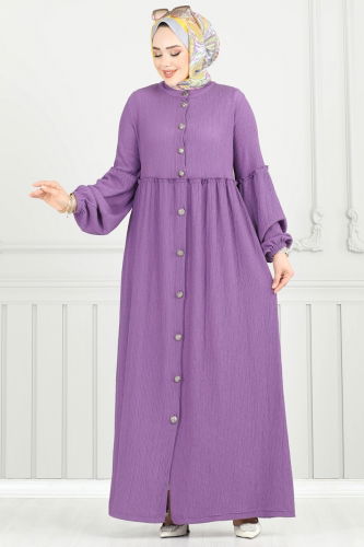 moda selvim الفستان ليلكي غامق 405DVL817 - Thumbnail