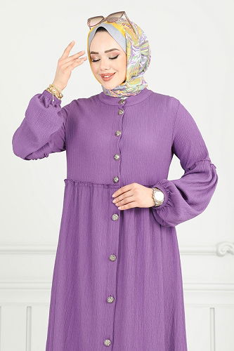 moda selvim الفستان ليلكي غامق 405DVL817 - Thumbnail