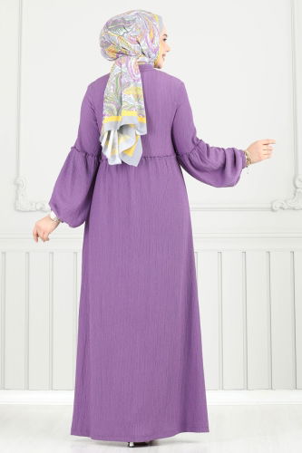 moda selvim الفستان ليلكي غامق 405DVL817 - Thumbnail