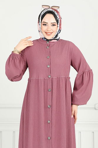 moda selvim Dress 405DVL817 Dark Rose Dusky - Thumbnail