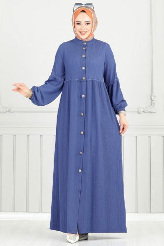 moda selvim Dress 405DVL817 Indigo - Thumbnail