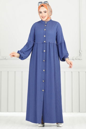 moda selvim Dress 405DVL817 Indigo - Thumbnail