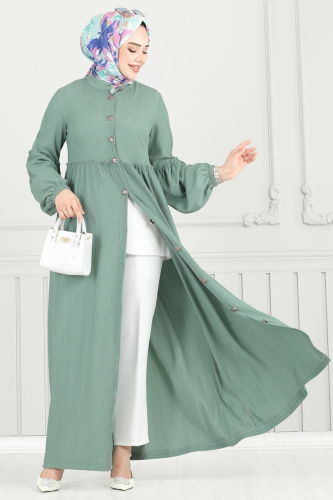 moda selvim الفستان أخضر باهت 405DVL817 - Thumbnail