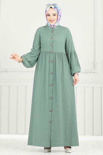moda selvim الفستان أخضر باهت 405DVL817 - Thumbnail