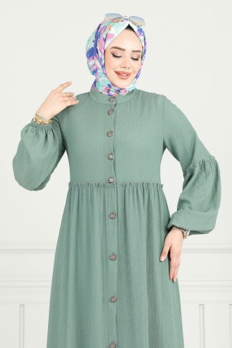 moda selvim الفستان أخضر باهت 405DVL817 - Thumbnail