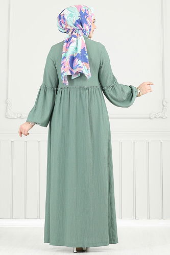 moda selvim الفستان أخضر باهت 405DVL817 - Thumbnail