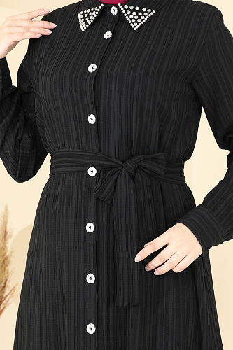 moda selvim الفستان أسود 4063PM271 - Thumbnail