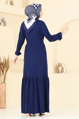 moda selvim Dress 4063PM271 Navy Blue - Thumbnail