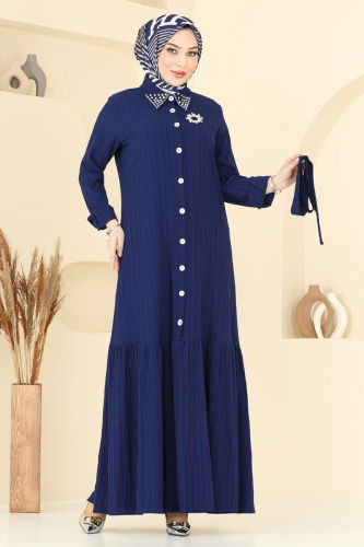 moda selvim Dress 4063PM271 Navy Blue - Thumbnail