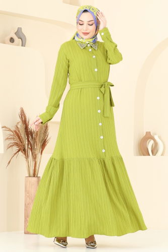 moda selvim Dress 4063PM271 Oil Green - Thumbnail