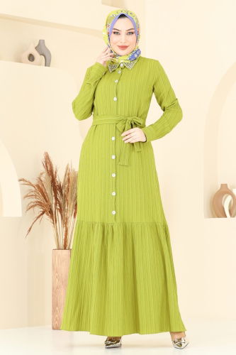 moda selvim Dress 4063PM271 Oil Green - Thumbnail