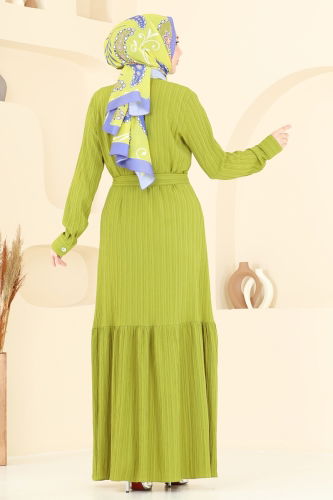 moda selvim Dress 4063PM271 Oil Green - Thumbnail