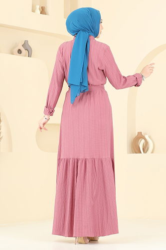 moda selvim الفستان وردي 4063PM271 - Thumbnail