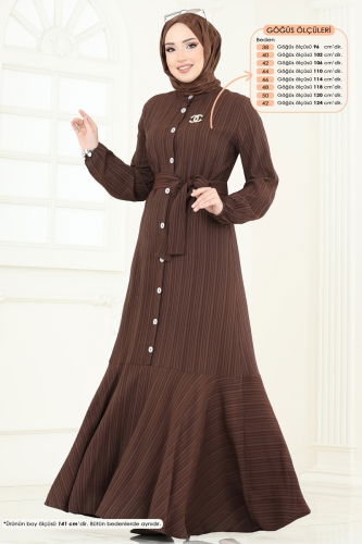 moda selvim Dress 4065PM271 Brown - Thumbnail