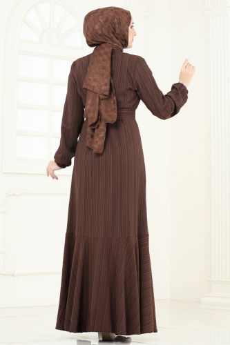 moda selvim Dress 4065PM271 Brown - Thumbnail