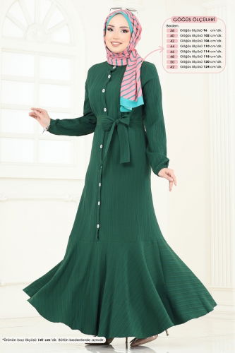 moda selvim Dress 4065PM271 Emerald - Thumbnail