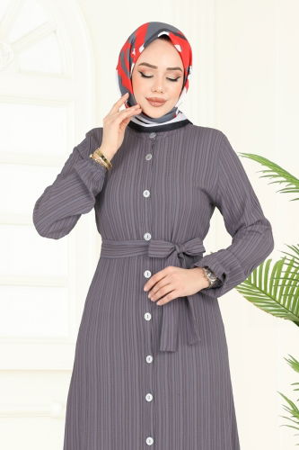 moda selvim الفستان رمادي 4065PM271 - Thumbnail