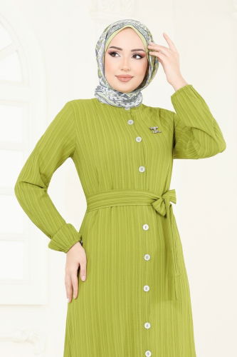 moda selvim Dress 4065PM271 Oil Green - Thumbnail