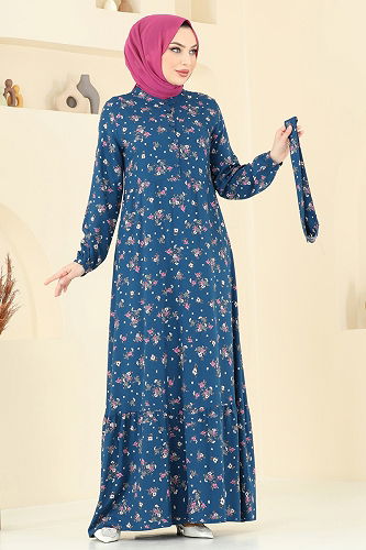 moda selvim الفستان ازرق 4065ZNN863 - Thumbnail