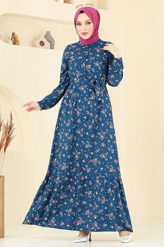 moda selvim الفستان ازرق 4065ZNN863 - Thumbnail