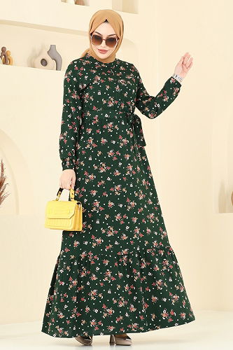 moda selvim Dress 4065ZNN863 Khaki - Thumbnail