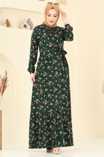 moda selvim Dress 4065ZNN863 Khaki - Thumbnail