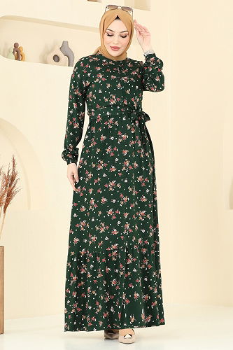 moda selvim Dress 4065ZNN863 Khaki - Thumbnail