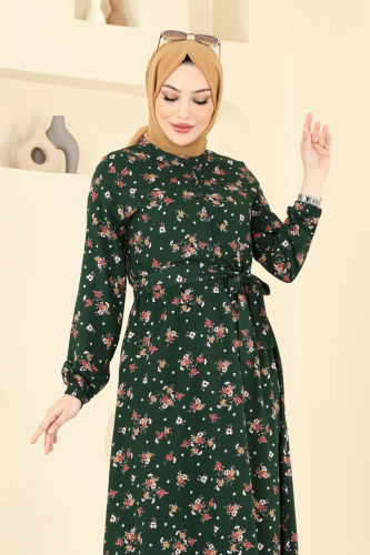 moda selvim Dress 4065ZNN863 Khaki - Thumbnail