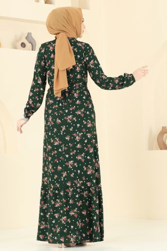 moda selvim Dress 4065ZNN863 Khaki - Thumbnail